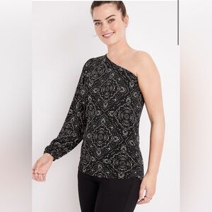 Maurices Black and White One-Shoulder Top
